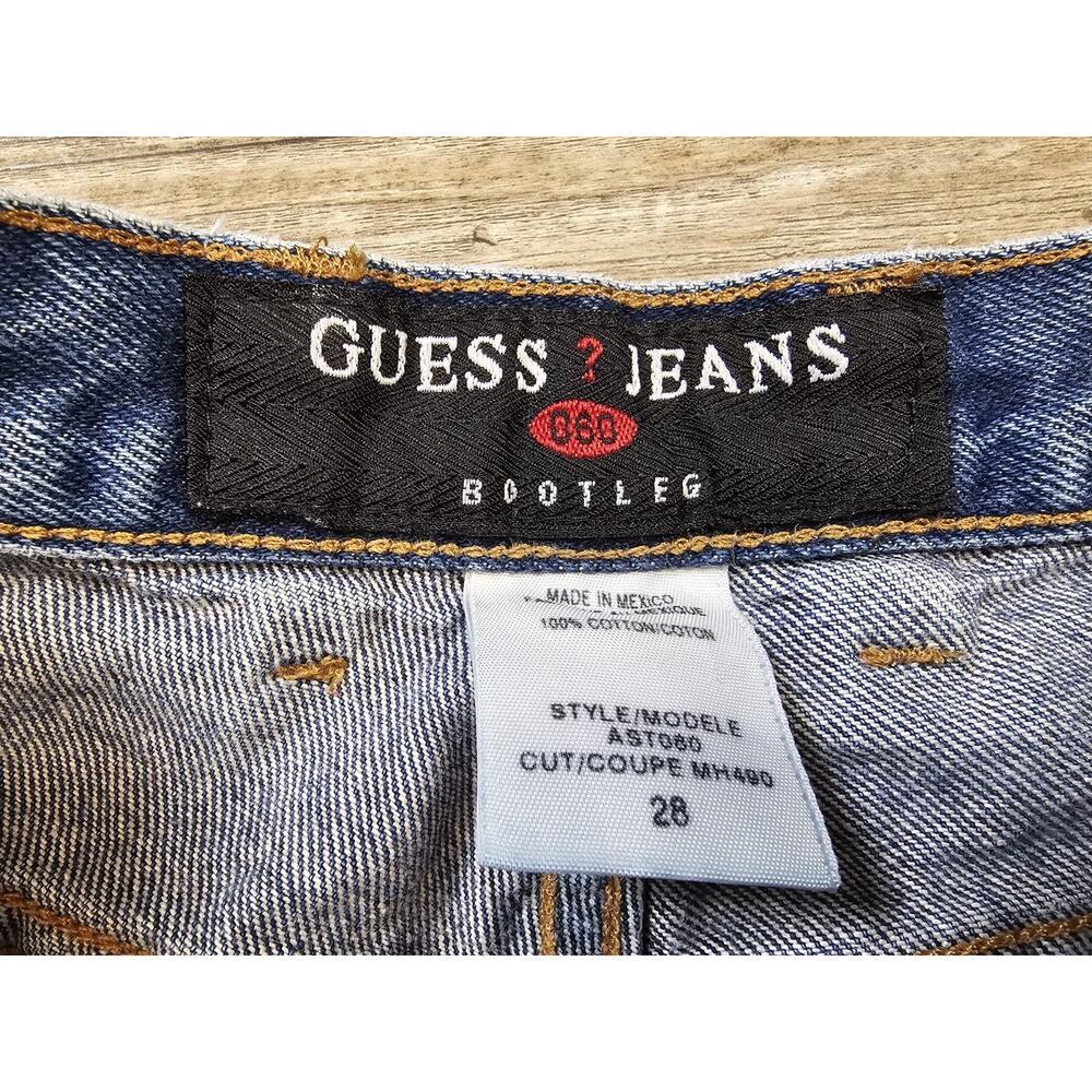 Vintage GUESS Jeans Bootleg Denim Womens Sz 28 Blue Fade 90s Y2K Retro - Picture 5 of 11